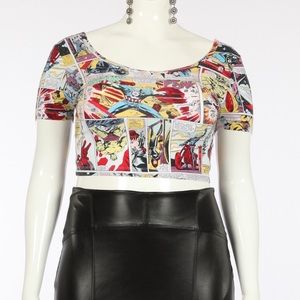 Marvel Avengers Crop Short Sleeve Top SZ L